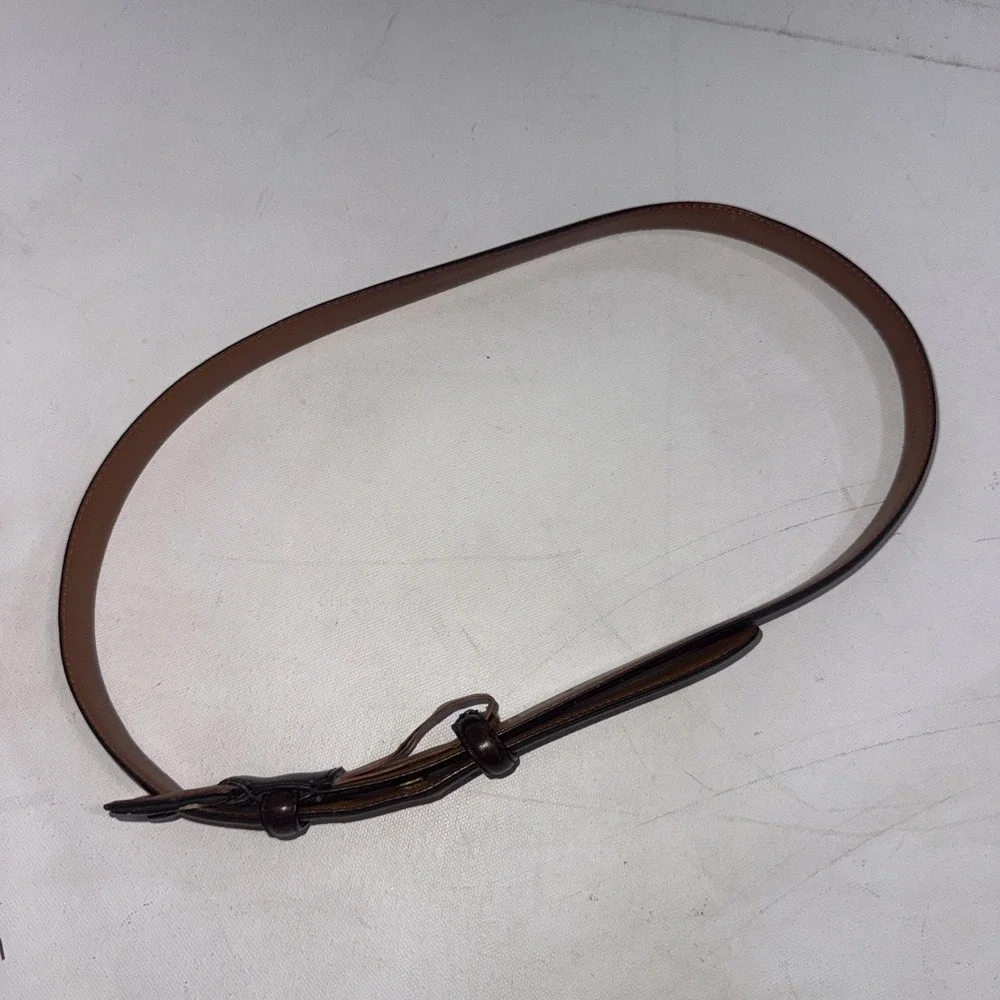 Lauren Ralph Lauren Brown Italian Leather RLR Leather Buckle Belt Womens Medium